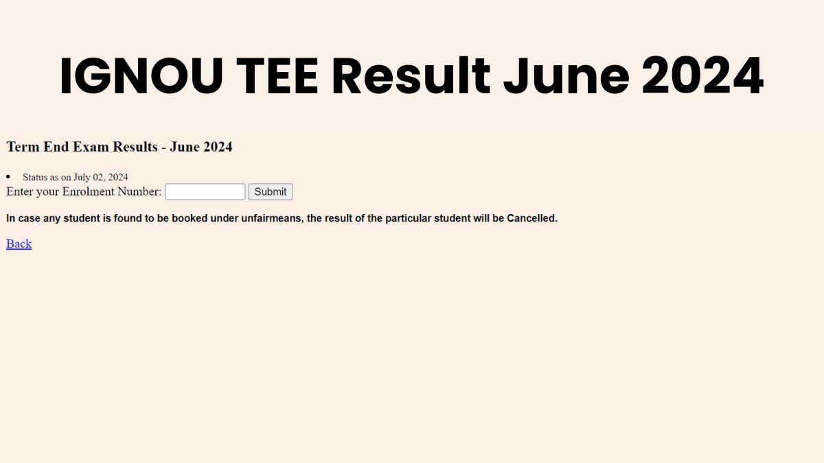 IGNOU TEE Result June 2024: इग्नू के यूजी और पीजी परीक्षाओं के नतीजे ignou.ac.in पर जारी, यहाँ देखें Link  