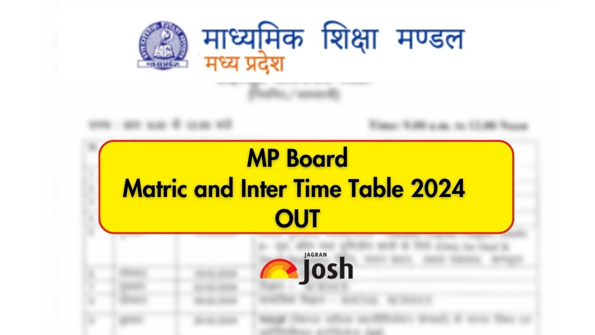 MP Board Time Table 2024 RELEASED: MPBSE 10th, 12th Date Sheet on mpbse.nic.in