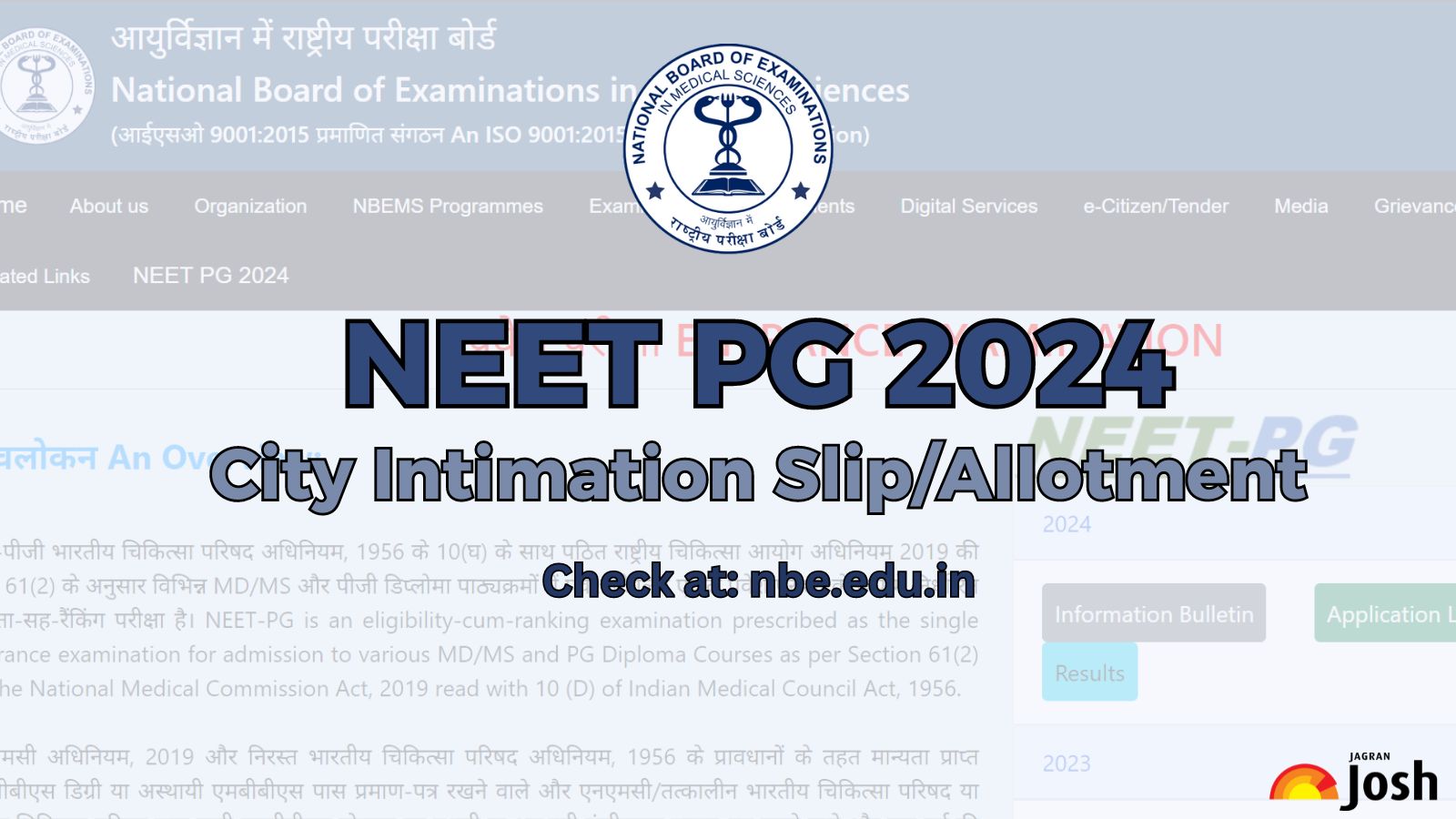 NEET PG exam city slip 2024 today, Download from registered email id